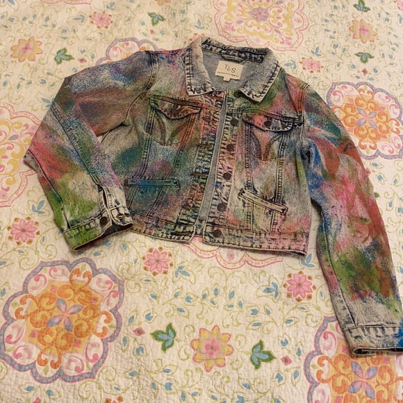 Girls Colorful Jean Jacket Size L Thread and Supply Brand 😊 - Picture 3 of 12